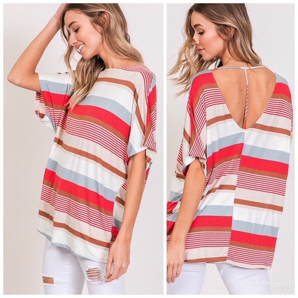 Tops - ❤️LAST 1! A -Line Back Super Soft Striped Tunic!